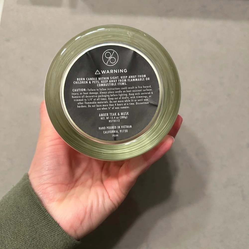 Ninety Six Amber Teak + Musk Large Candle